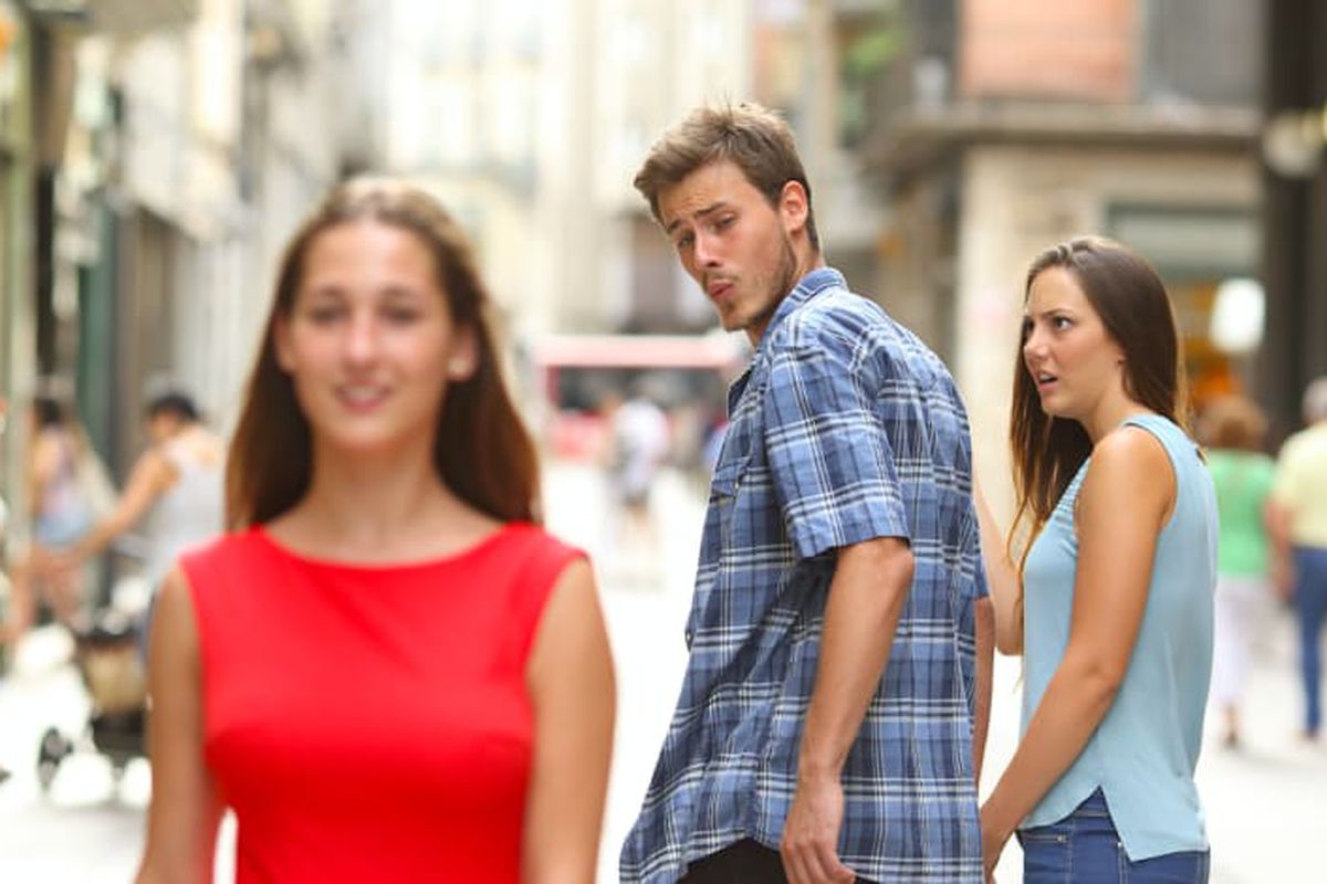 Distracted Boyfriend meme about Jones Road Beauty