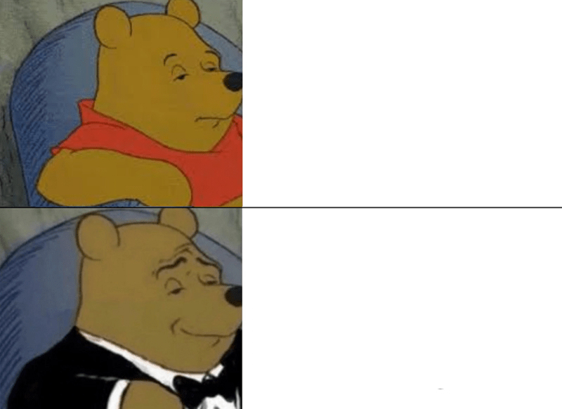 Tuxedo Winnie The Pooh meme about Jones Road Beauty